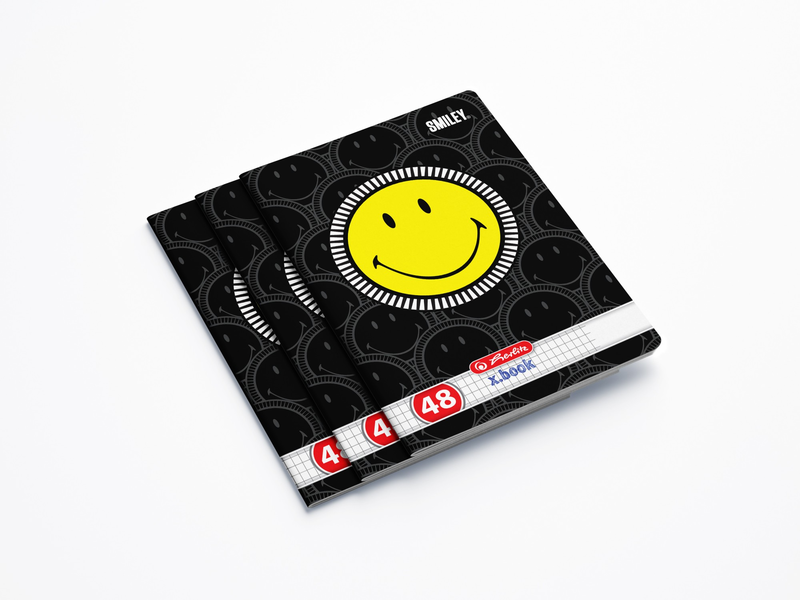 Caiet A5 48 file matematica, motiv Smiley, Herlitz