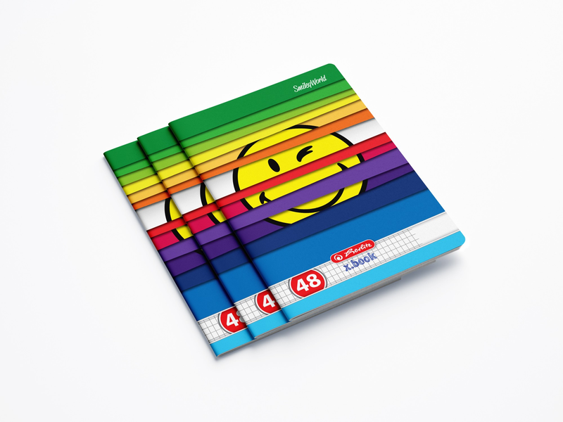 Caiet A5 48 file matematica, motiv Smiley, Herlitz